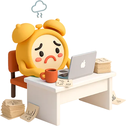 Reloj triste trabajando muchas horas